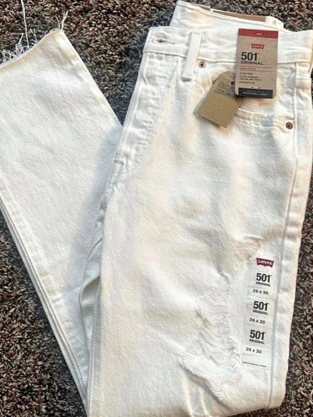 Levi's 501 Original Fit Women's Jeans Straight Leg White Size 26x30